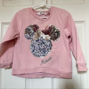 H&M| Kids Disney mini mouse sequin sweatshirt-pink- size 3-4 years